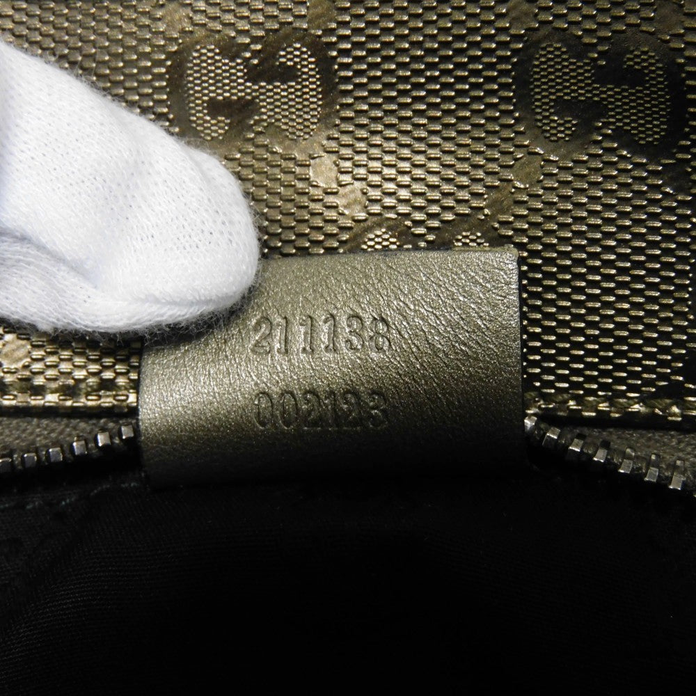 GUCCI Tote Bag 211138 GG Imprime Canvas (PVC coating) Metallic khaki Logo embossing GG IMPLEMENT TOTE