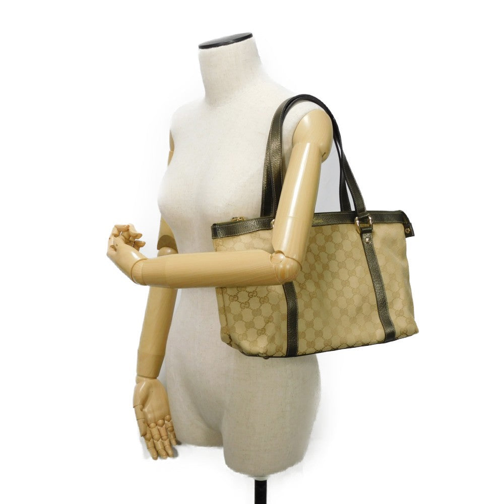 GUCCI Tote Bag 141470 GG canvas x calf leather beige GG canvas Abby Tote