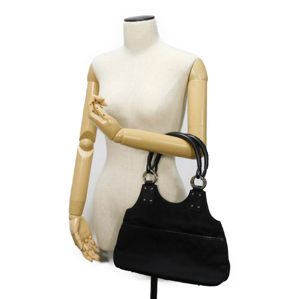 GUCCI Handbag 131329 GG canvas x calf leather black GG canvas Top Handle