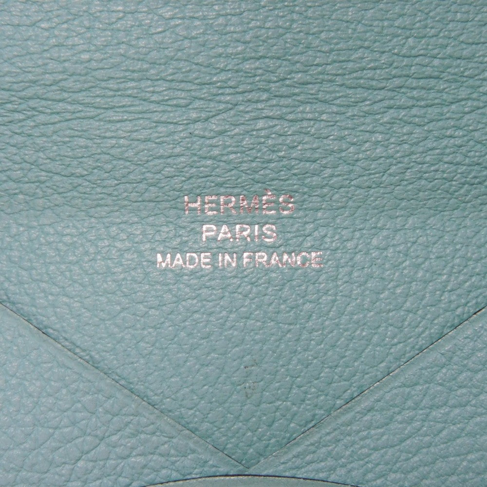 HERMES Card Case Evercolor Blue Atoll Calvi
