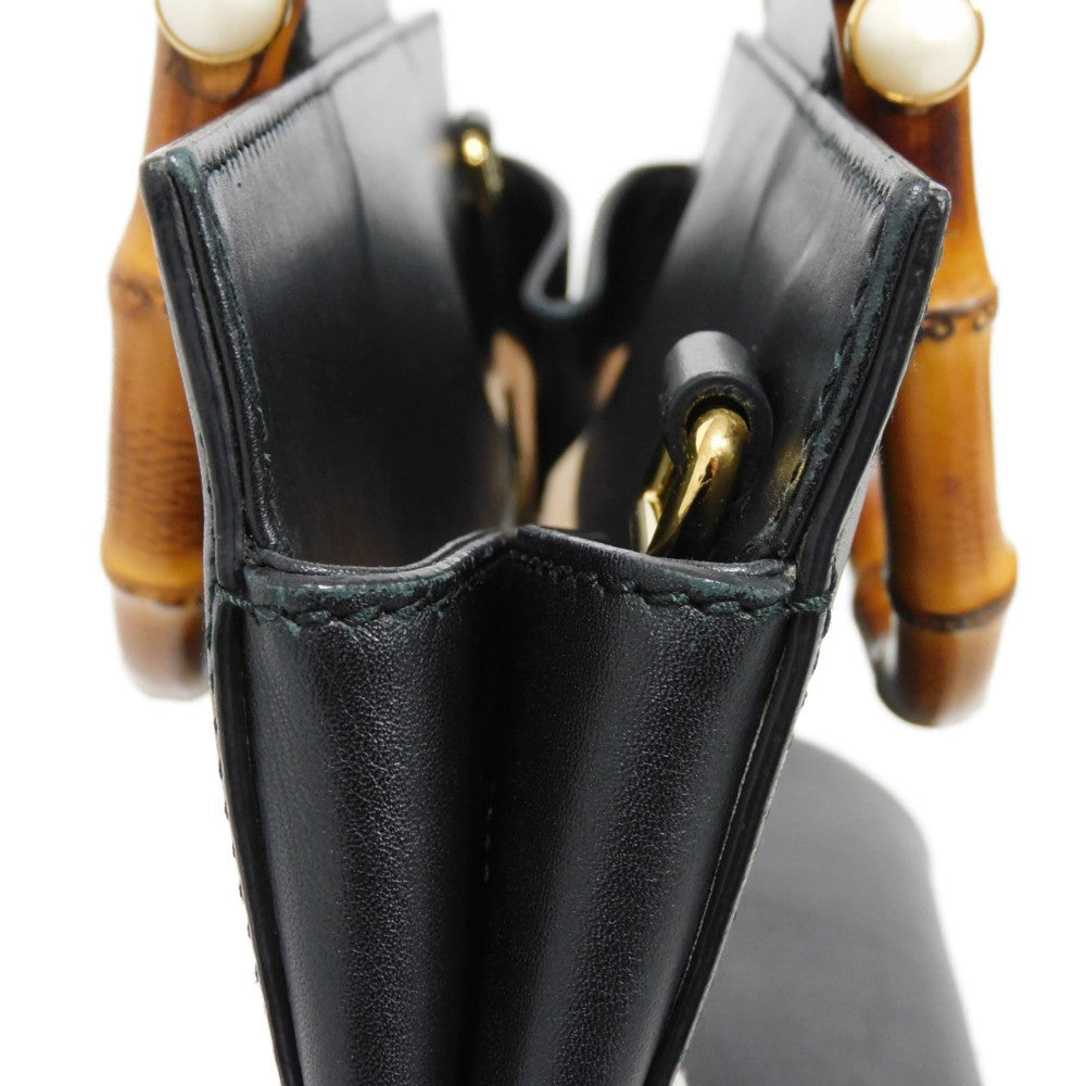 GUCCI Handbag 453766 DVU0G 1000 Smooth Calfskin Leather black Bamboo Faux Pearl Nim Fair Medium