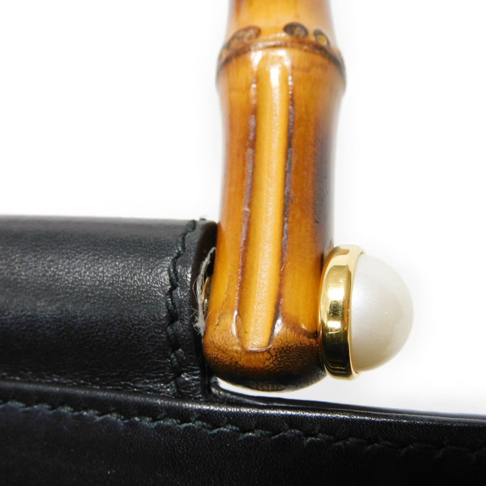 GUCCI Handbag 453766 DVU0G 1000 Smooth Calfskin Leather black Bamboo Faux Pearl Nim Fair Medium