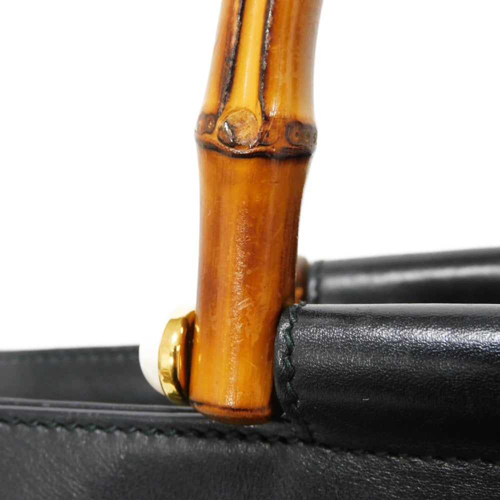 GUCCI Handbag 453766 DVU0G 1000 Smooth Calfskin Leather black Bamboo Faux Pearl Nim Fair Medium
