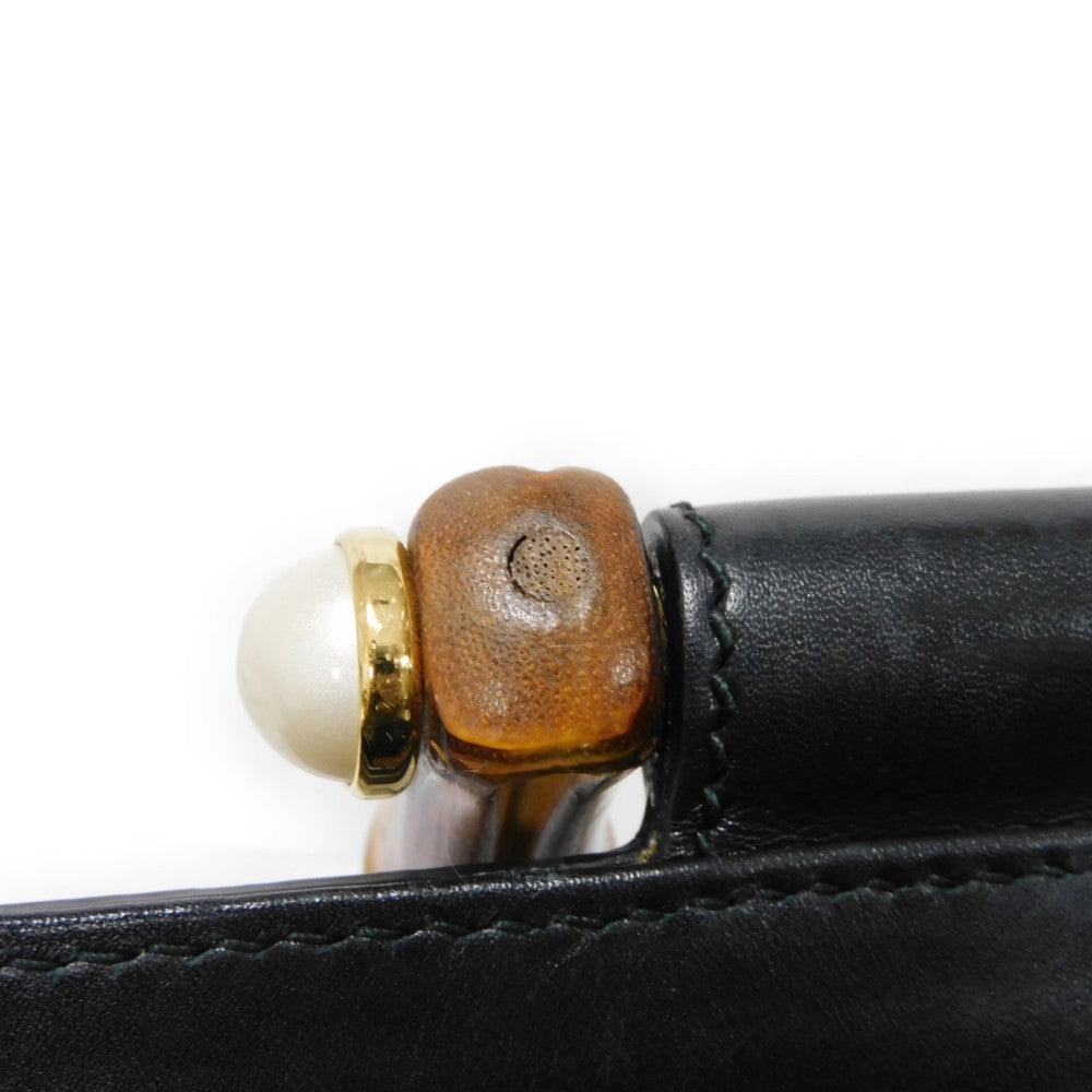 GUCCI Handbag 453766 DVU0G 1000 Smooth Calfskin Leather black Bamboo Faux Pearl Nim Fair Medium