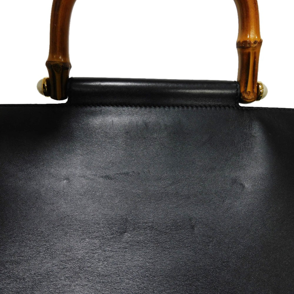 GUCCI Handbag 453766 DVU0G 1000 Smooth Calfskin Leather black Bamboo Faux Pearl Nim Fair Medium