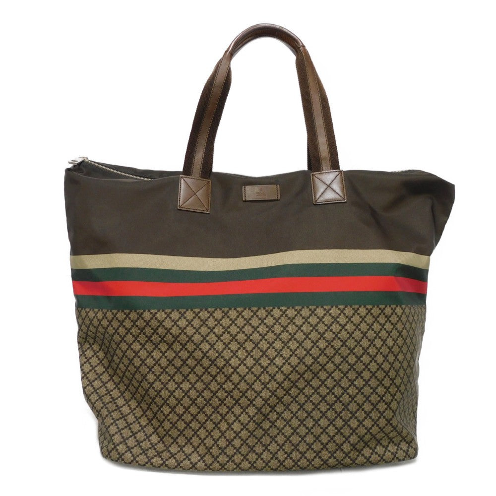 GUCCI Tote Bag 268106 Nylon Brown Web stripe Diamante Tote
