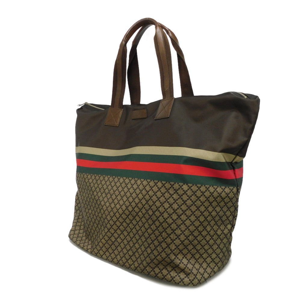 GUCCI Tote Bag 268106 Nylon Brown Web stripe Diamante Tote