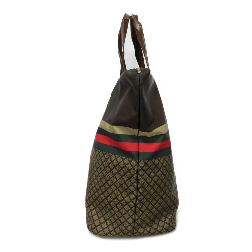 GUCCI Tote Bag 268106 Nylon Brown Web stripe Diamante Tote