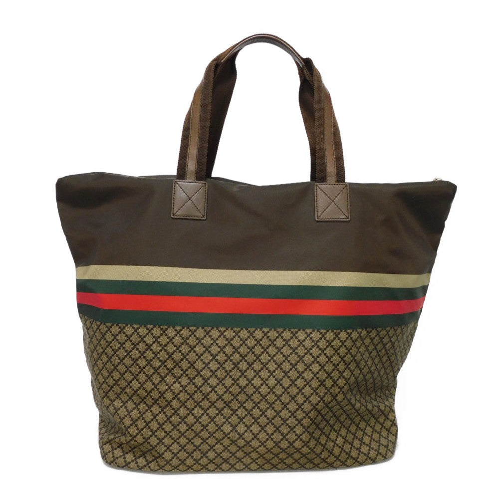 GUCCI Tote Bag 268106 Nylon Brown Web stripe Diamante Tote