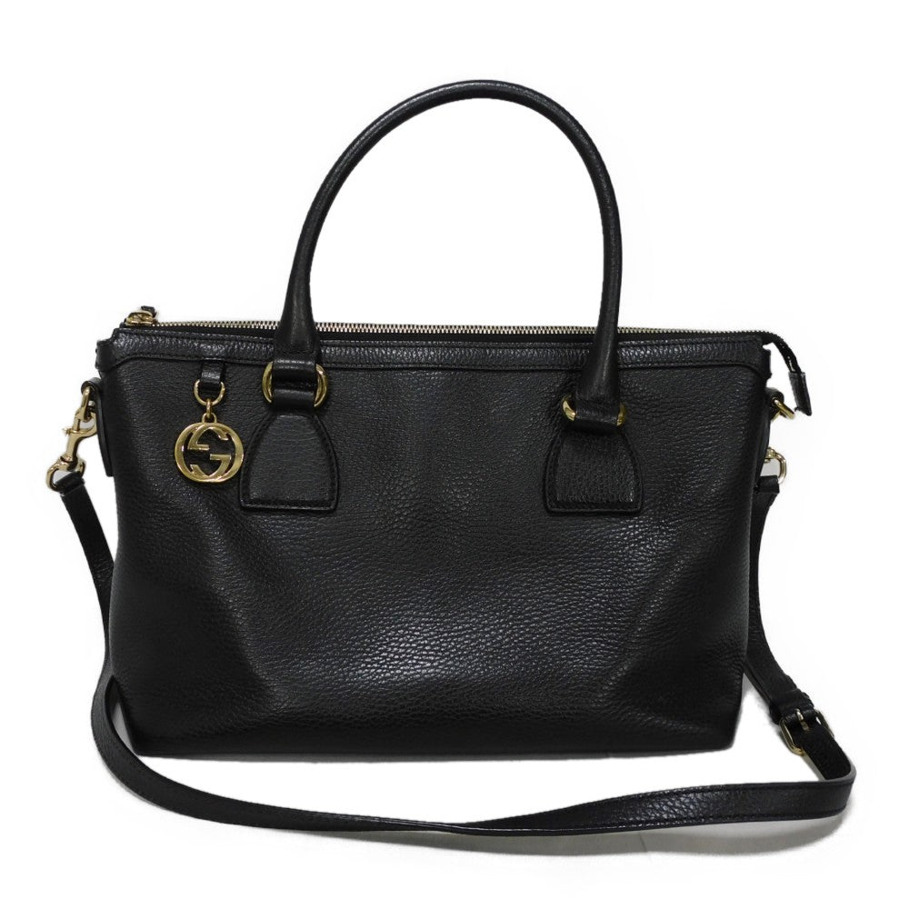 GUCCI Tote Bag 449659 CAO0G 1000 Textured leather black Interlocking G Miss GG Tote