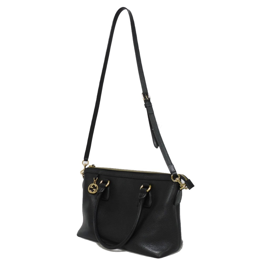 GUCCI Tote Bag 449659 CAO0G 1000 Textured leather black Interlocking G Miss GG Tote