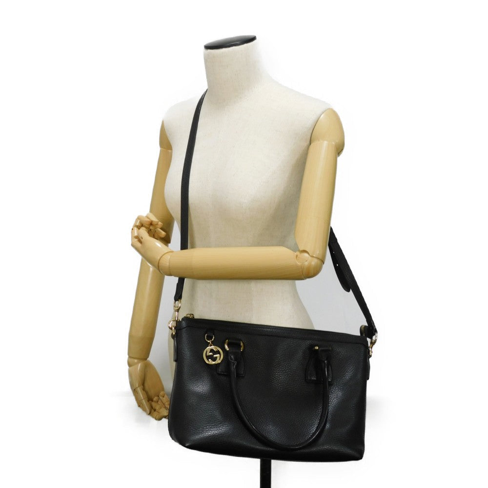 GUCCI Tote Bag 449659 CAO0G 1000 Textured leather black Interlocking G Miss GG Tote