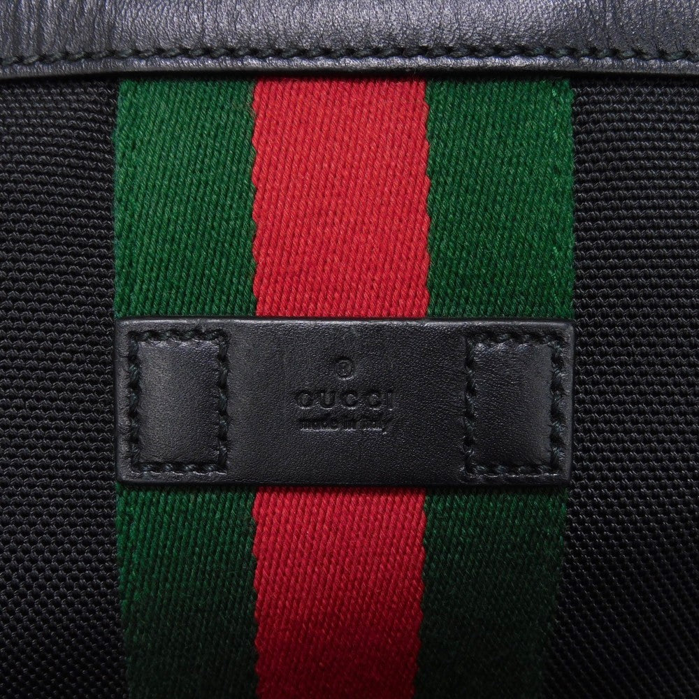 GUCCI Shoulder Bag 631199 KWT7N 1060 Nylon canvas x calf leather black Web stripe Messenger bag