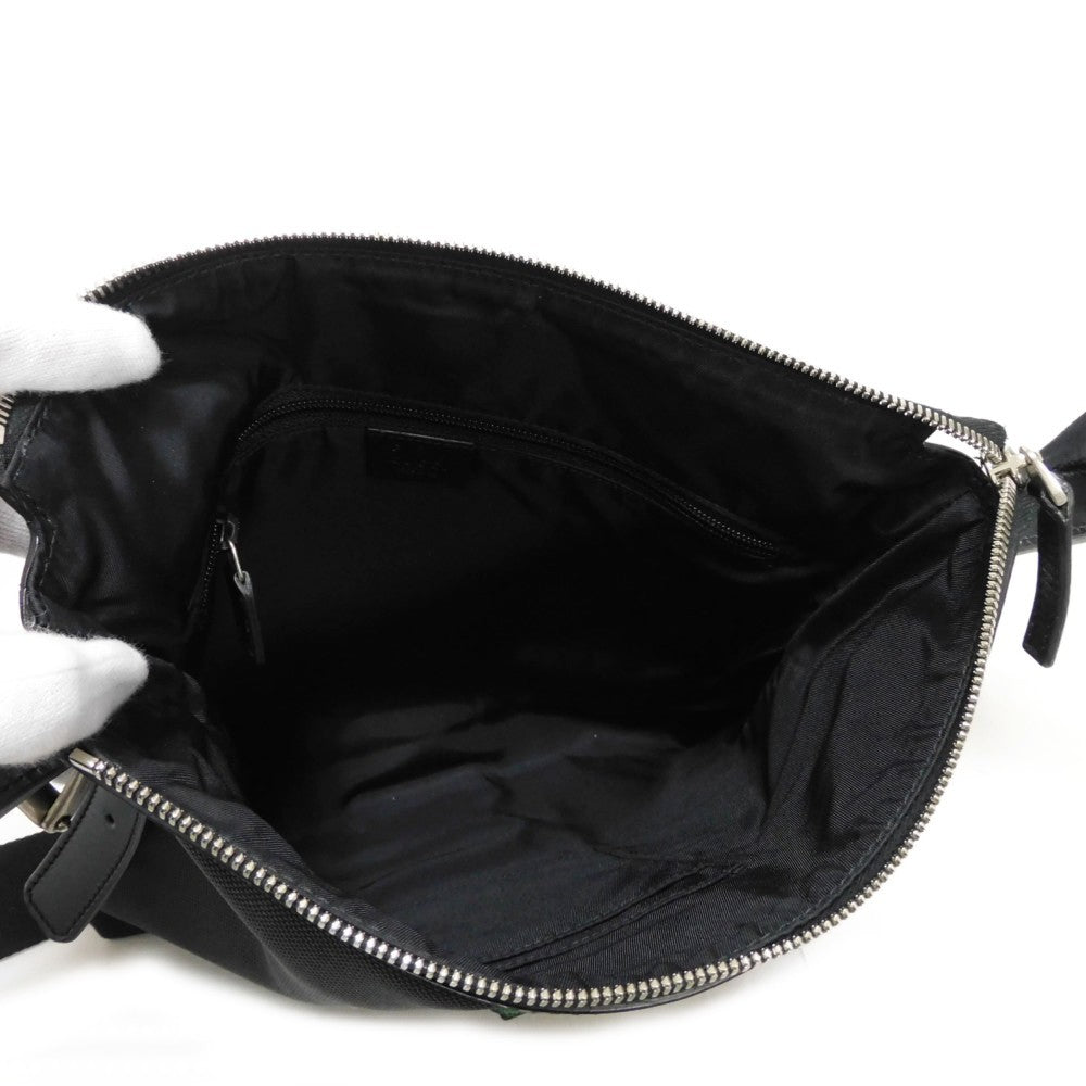 GUCCI Shoulder Bag 631199 KWT7N 1060 Nylon canvas x calf leather black Web stripe Messenger bag
