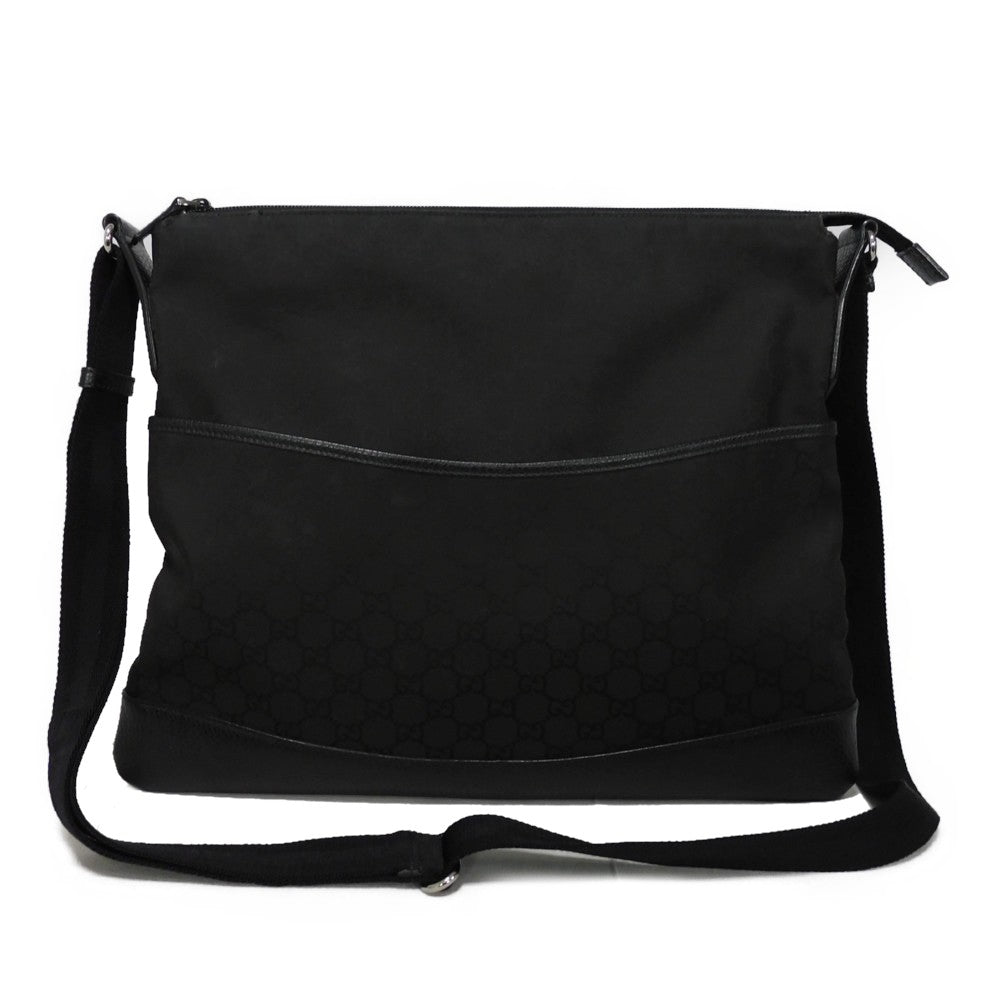 GUCCI Shoulder Bag 374411 GG nylon canvas x calf leather black GG nylon Messenger bag