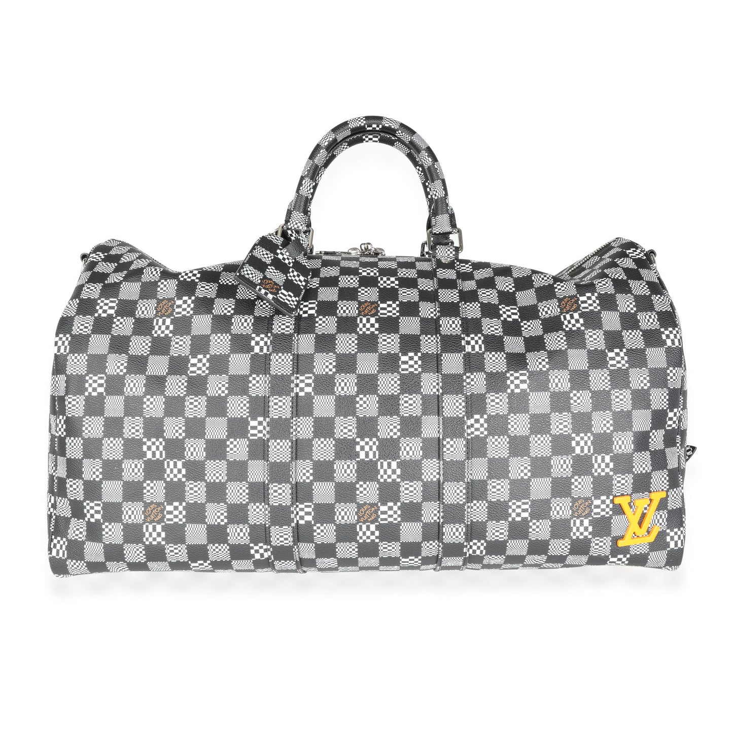 LOUIS VUITTON Black & White Distorted Damier Keepall Bandouliere 50