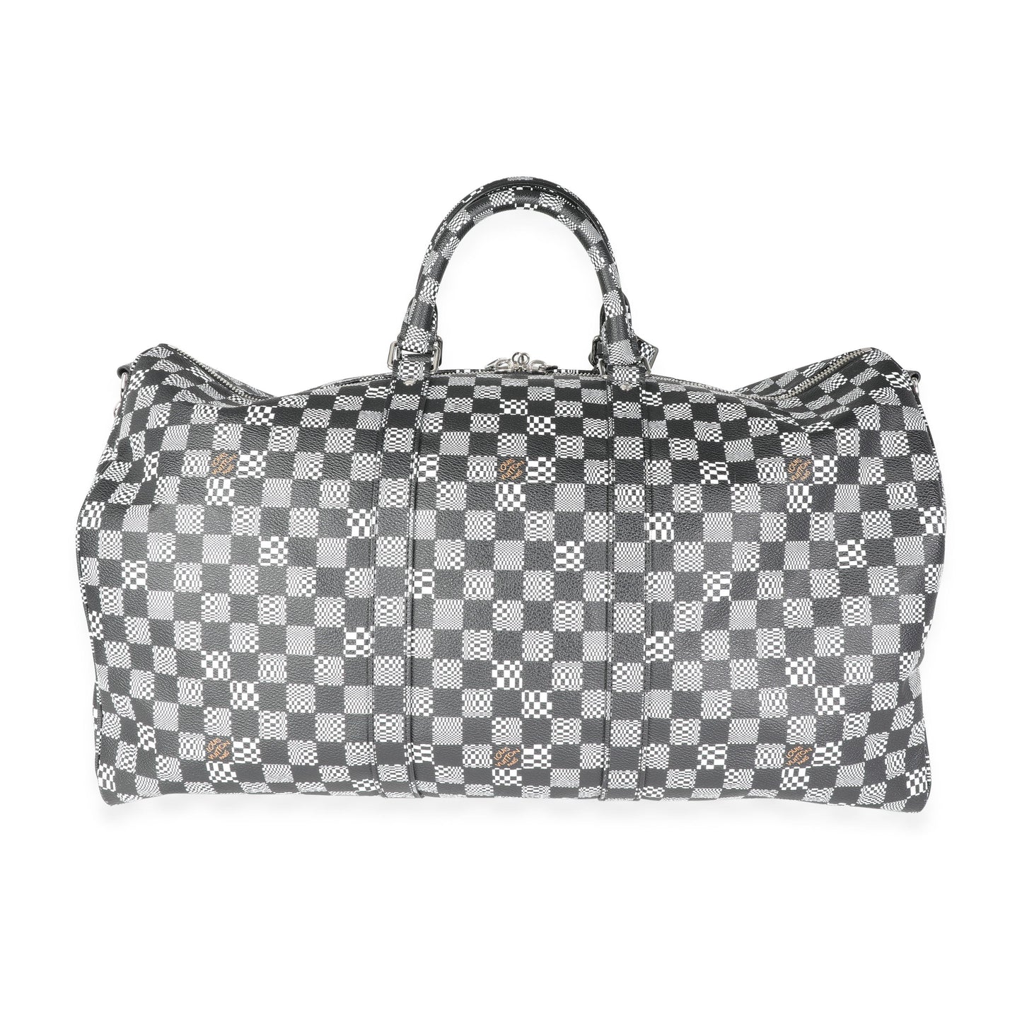 LOUIS VUITTON Black & White Distorted Damier Keepall Bandouliere 50
