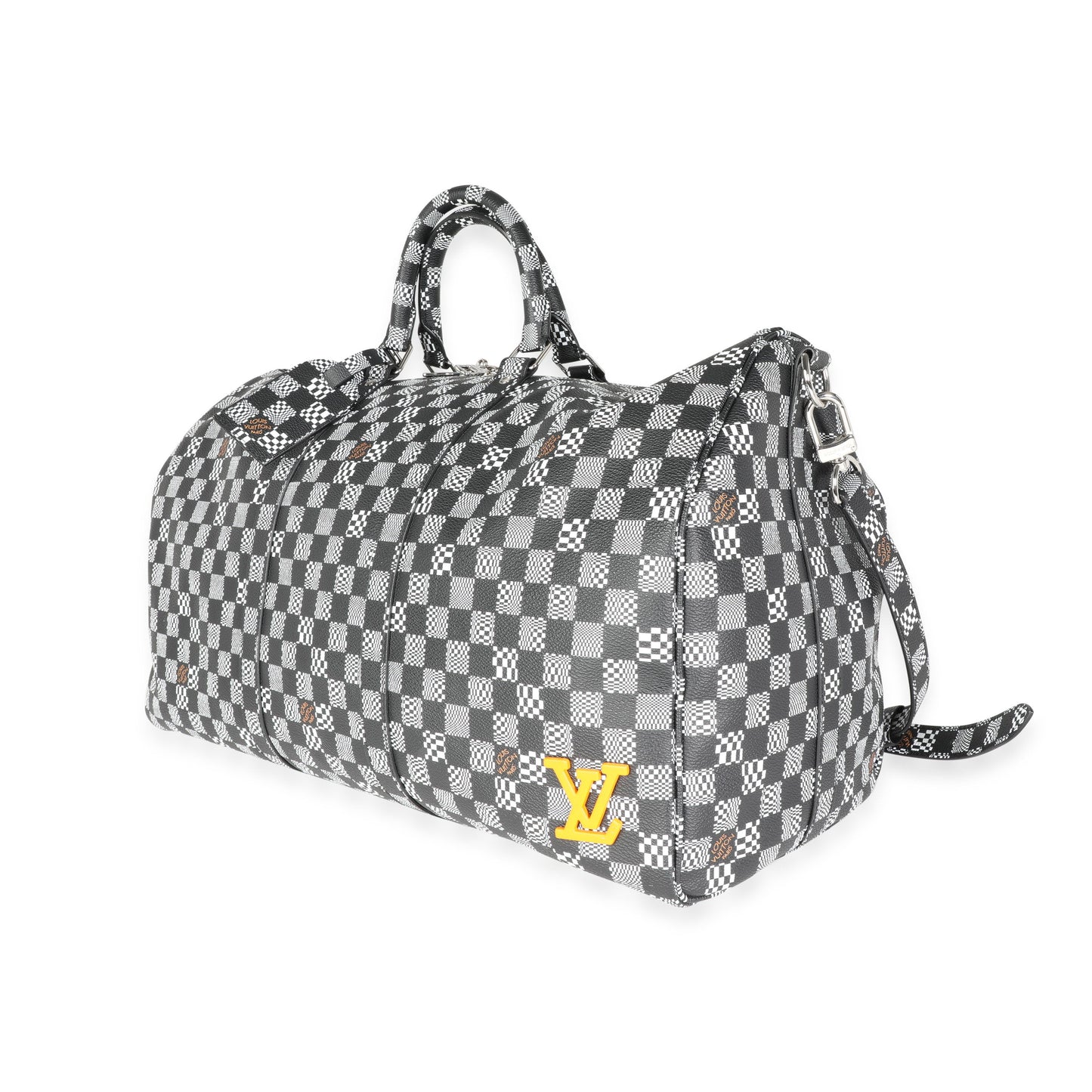 LOUIS VUITTON Black & White Distorted Damier Keepall Bandouliere 50