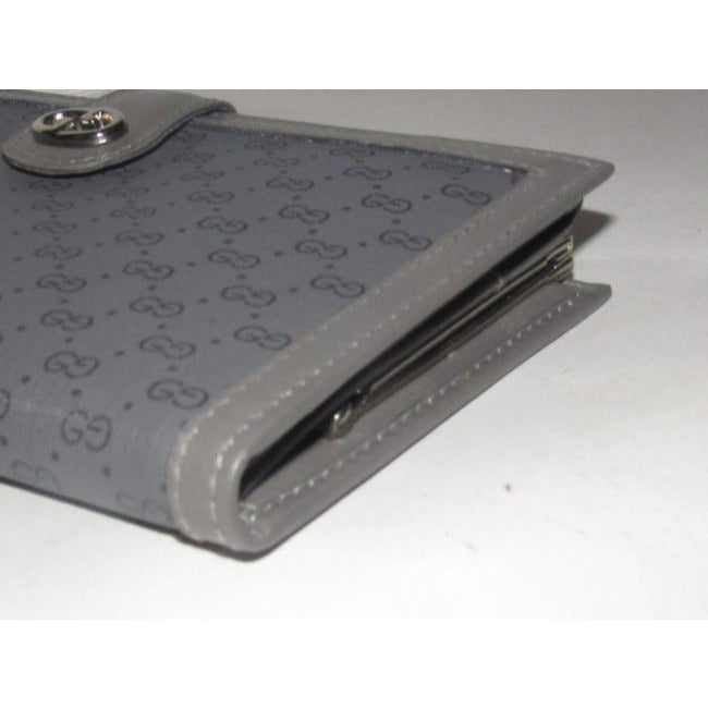 Gucci Black Small G Logo Print On Grey Coated Canvas And Grey Leather Vintage Wallet
