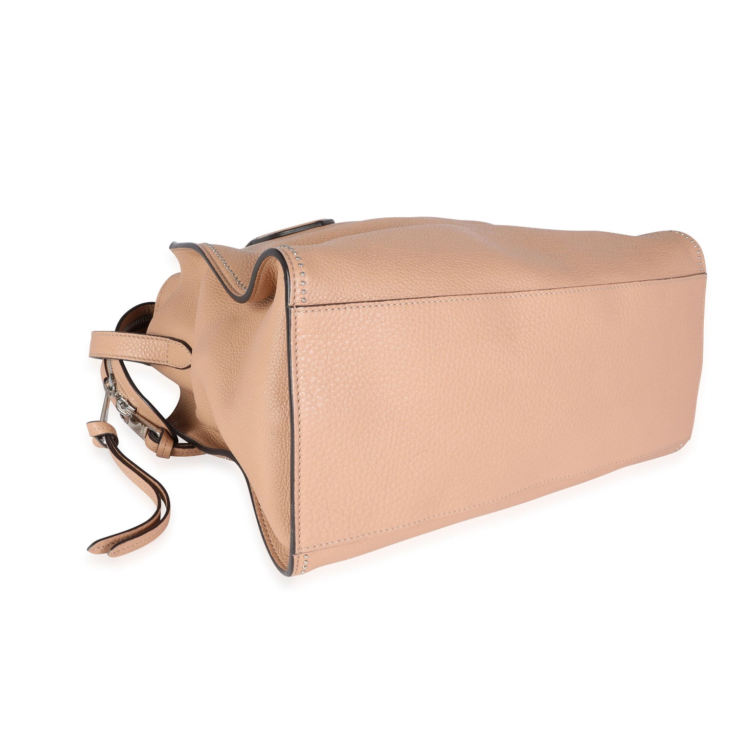GUCCI Tan Pebbled Leather Studded Ramble Satchel