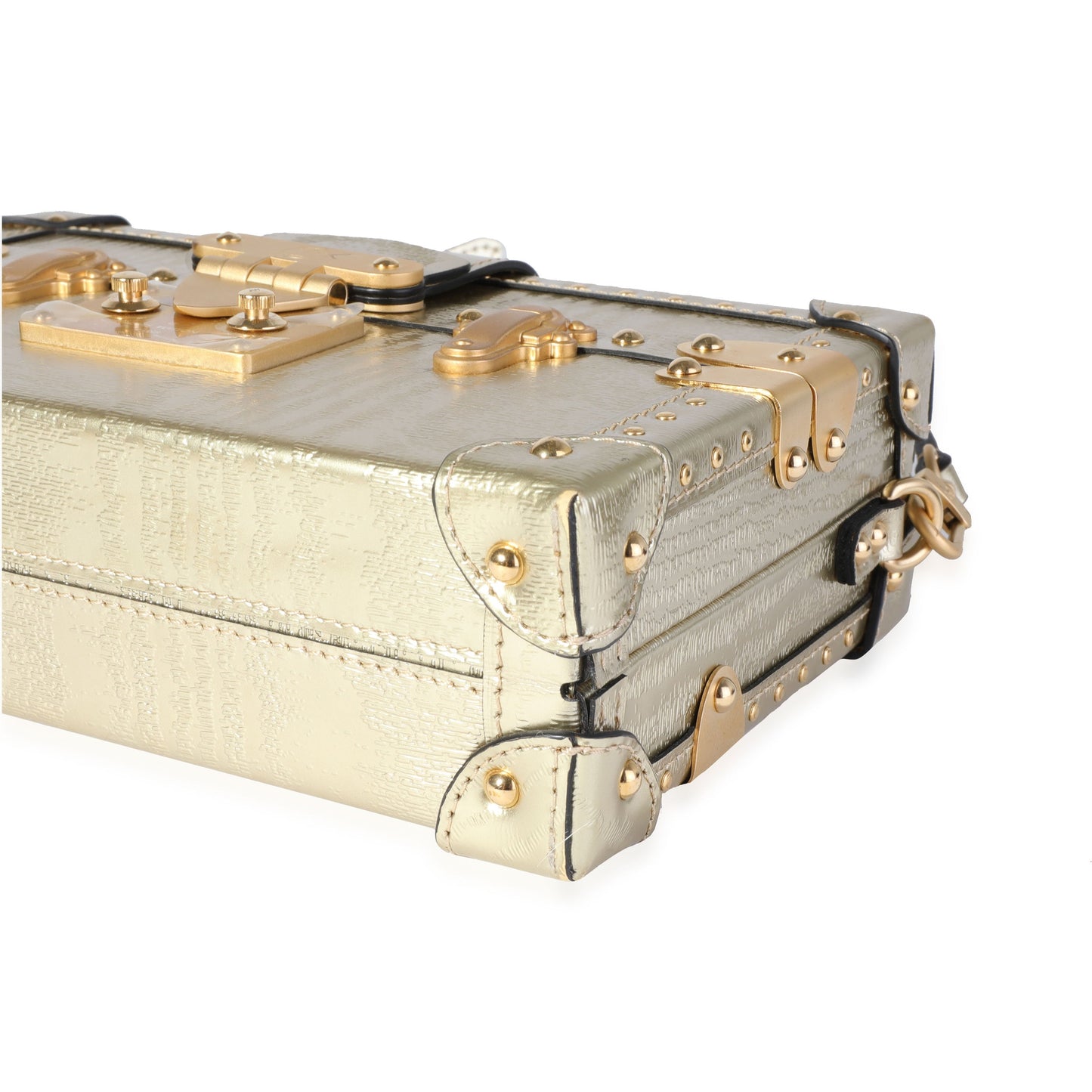 LOUIS VUITTON Gold Grain de Bois Petite Malle