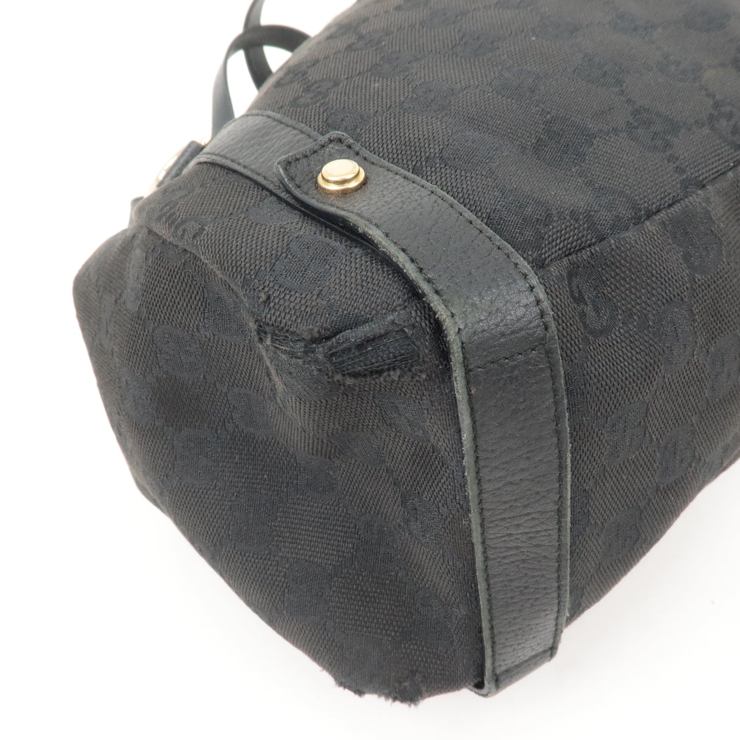 GUCCI Abbey GG Canvas Leather Tote Bag Shoulder Bag Black 130736