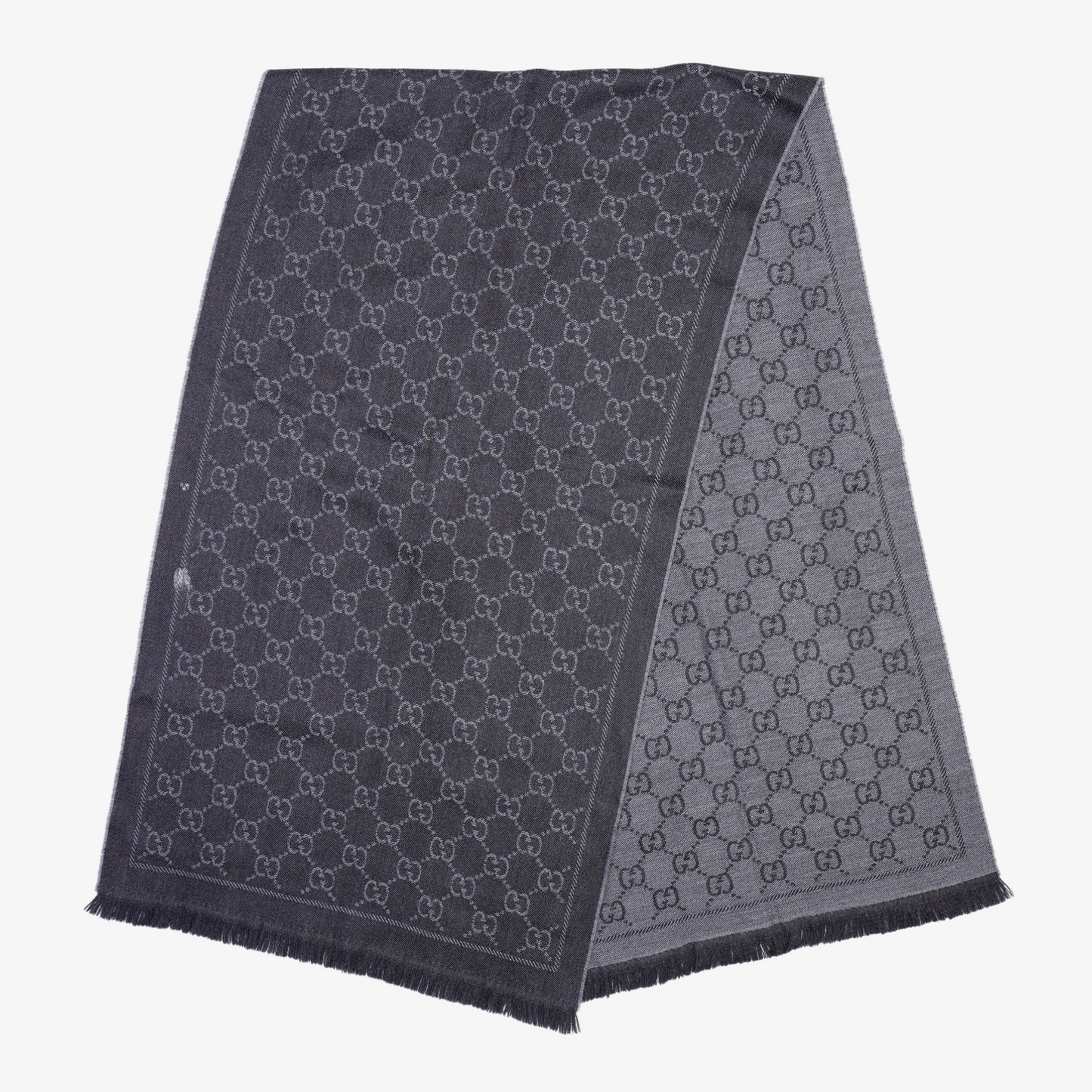 Gucci Womens GG Jacquard Scarf Black Grey