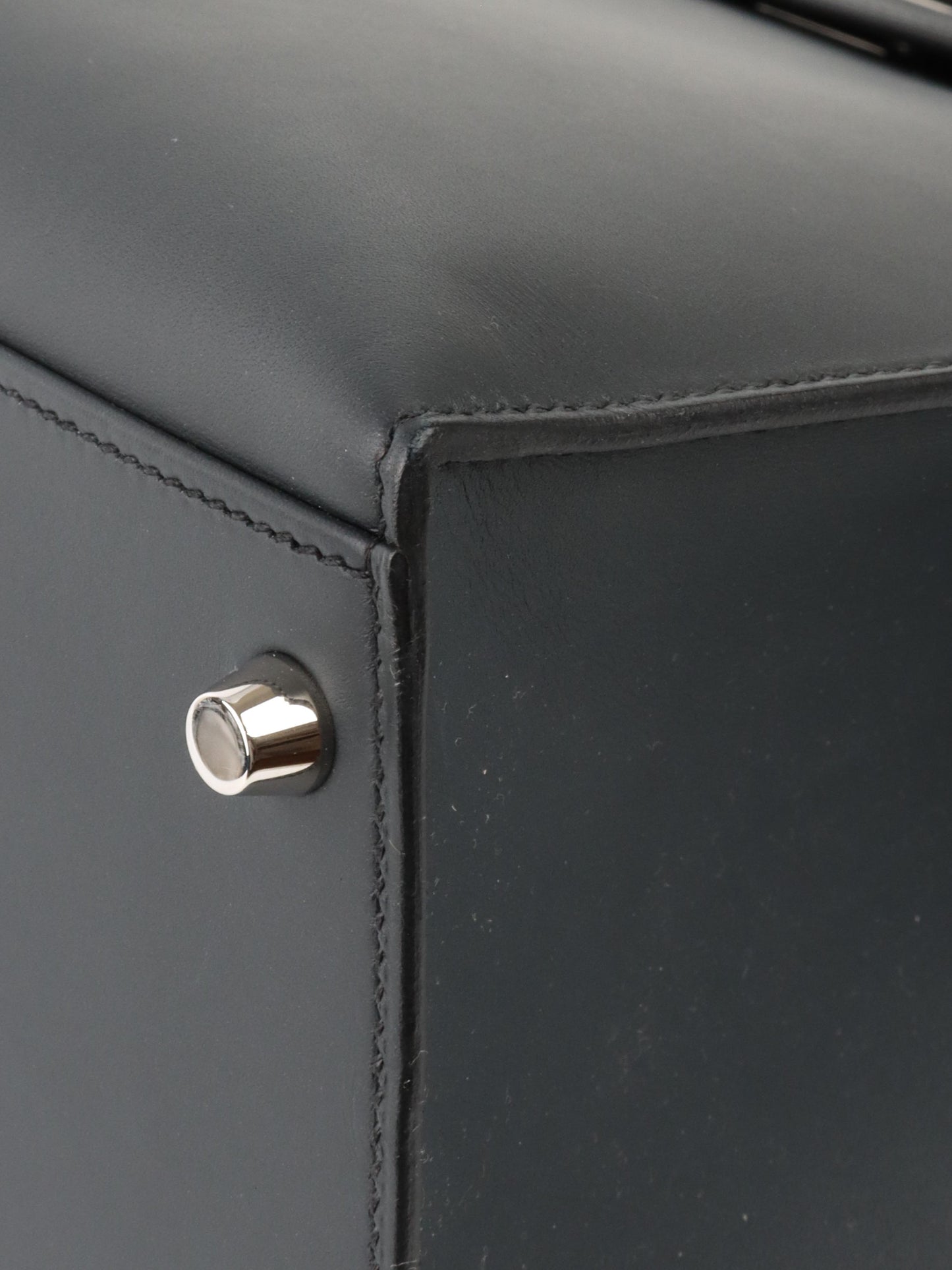 Hermes Kelly 35 Black Sombrero Leather PHW.