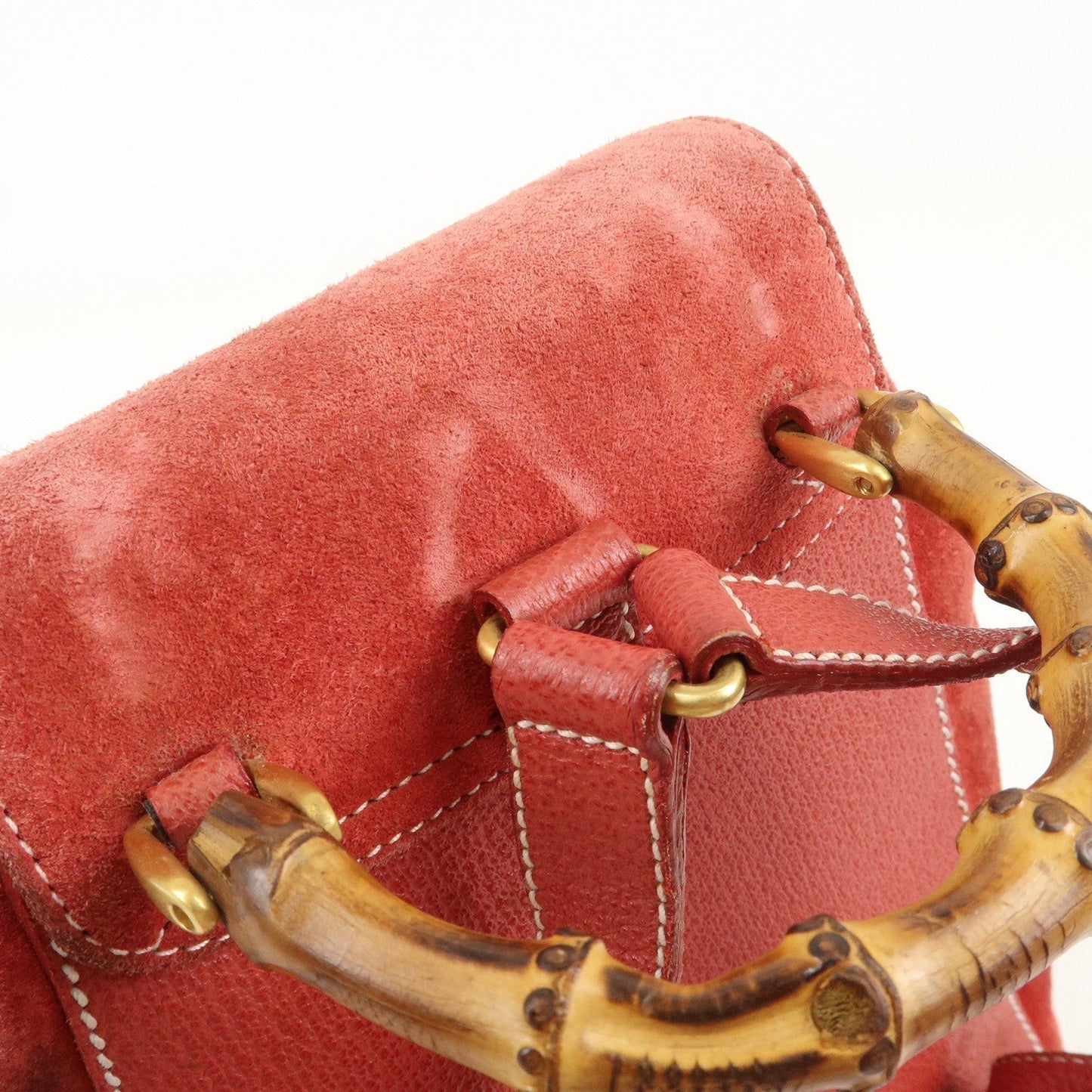 GUCCI Bamboo Leather Backpack Mini Ruck Sack Bag Red 003.1705