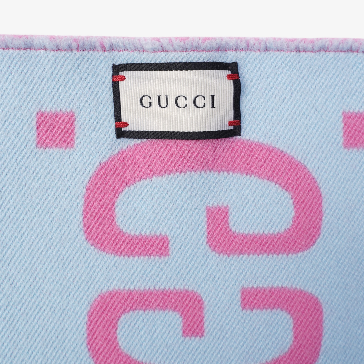 Gucci Womens GG Scarf Baby Blue / Pink 35x190cm