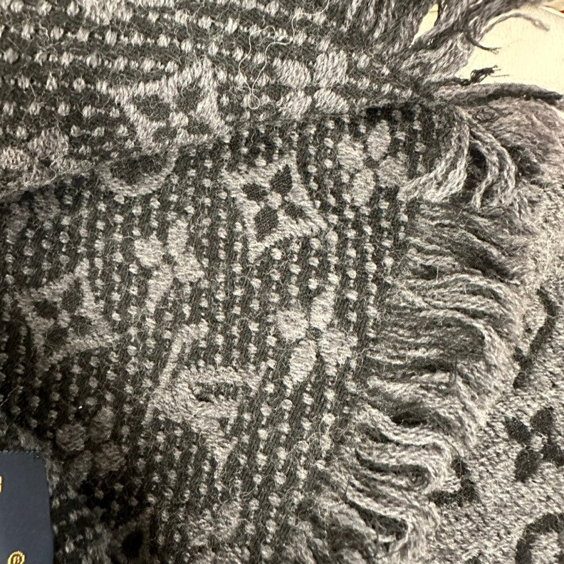 Louis Vuitton Black And Grey Monogram Wool Scarf