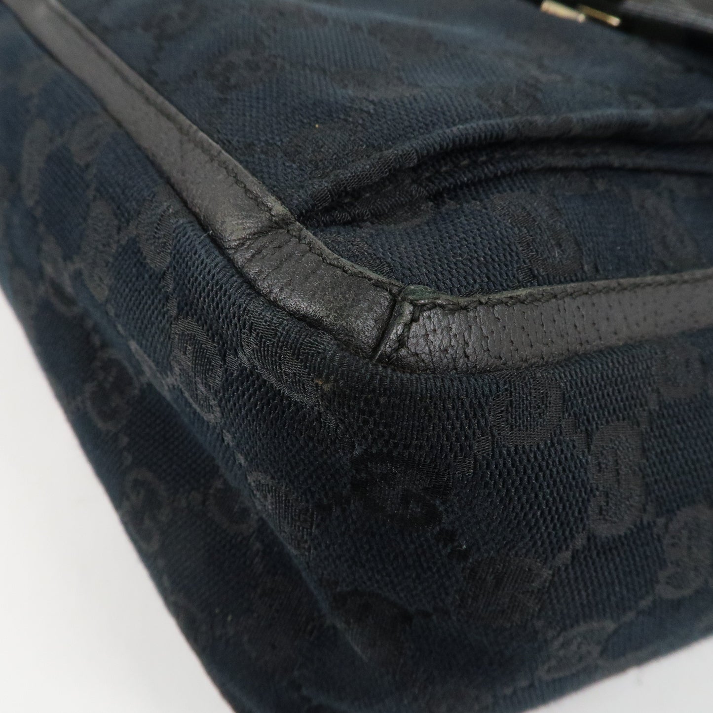 GUCCI Abbey GG Canvas Leather Tote Bag Hand Bag Black 146247