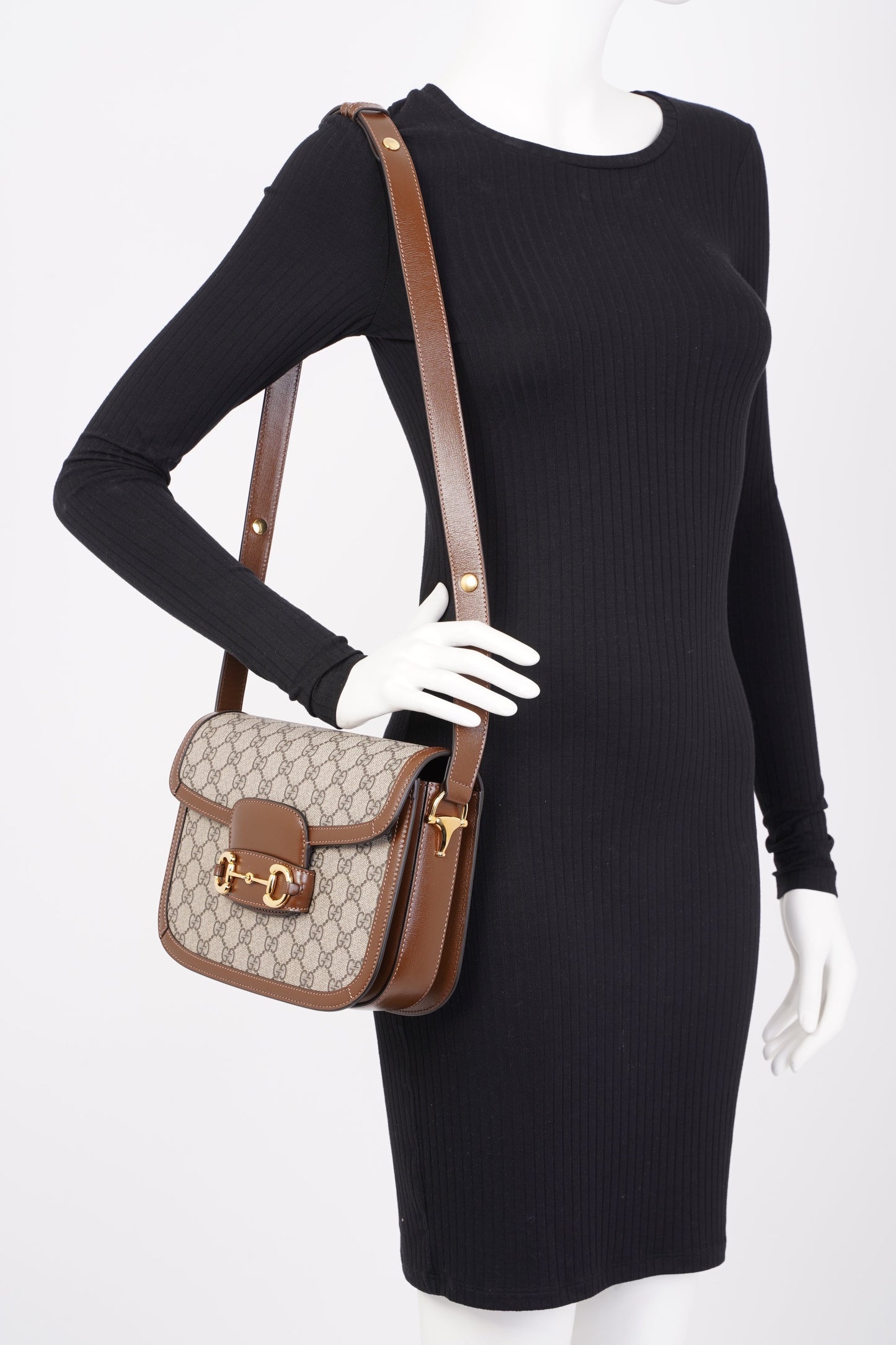Gucci Horsebit 1955 Shoulder Bag Supreme / Brown Coated Canvas