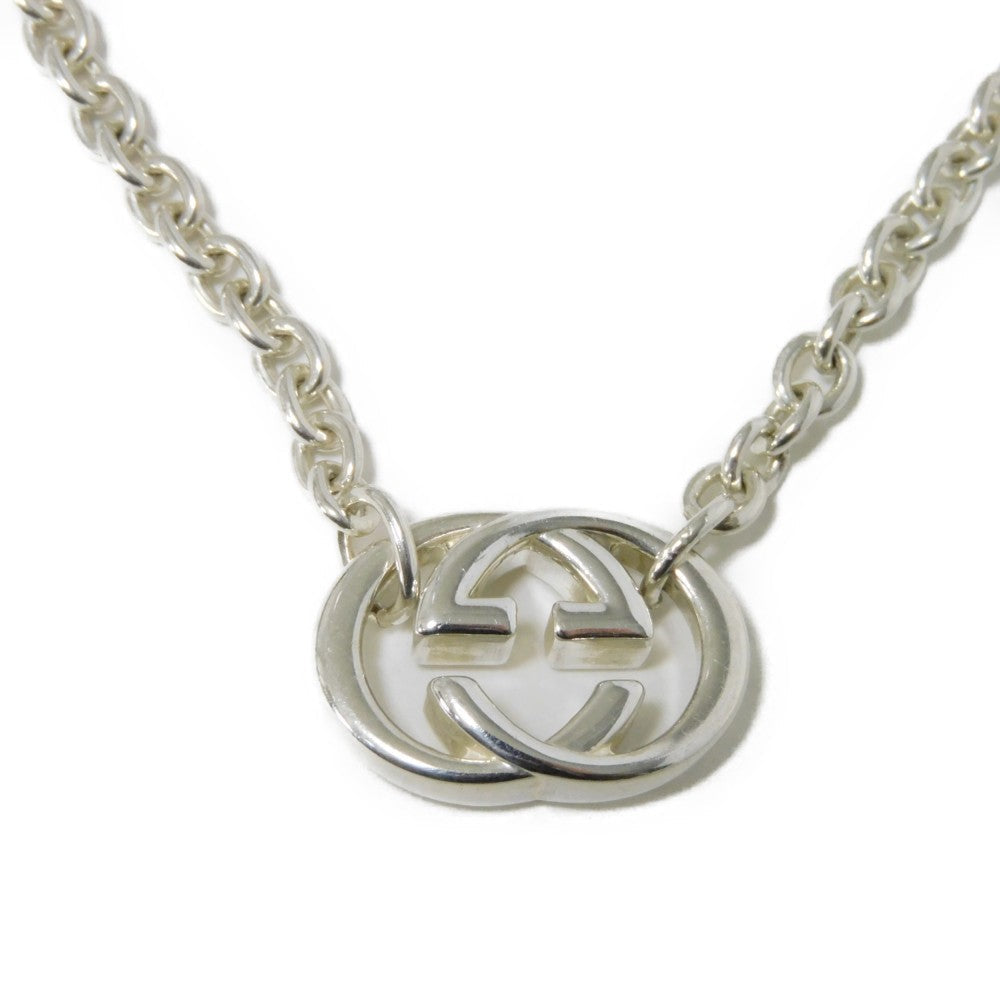 GUCCI Necklace 190489 J8400 8106 Ag925 Silver Interlocking G GG Brit Pendant