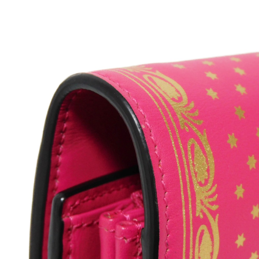 GUCCI Shoulder Bag 524967 Smooth Calfskin Leather pink SEGA Sega logo GUCCY Print Chain Wallet Bag