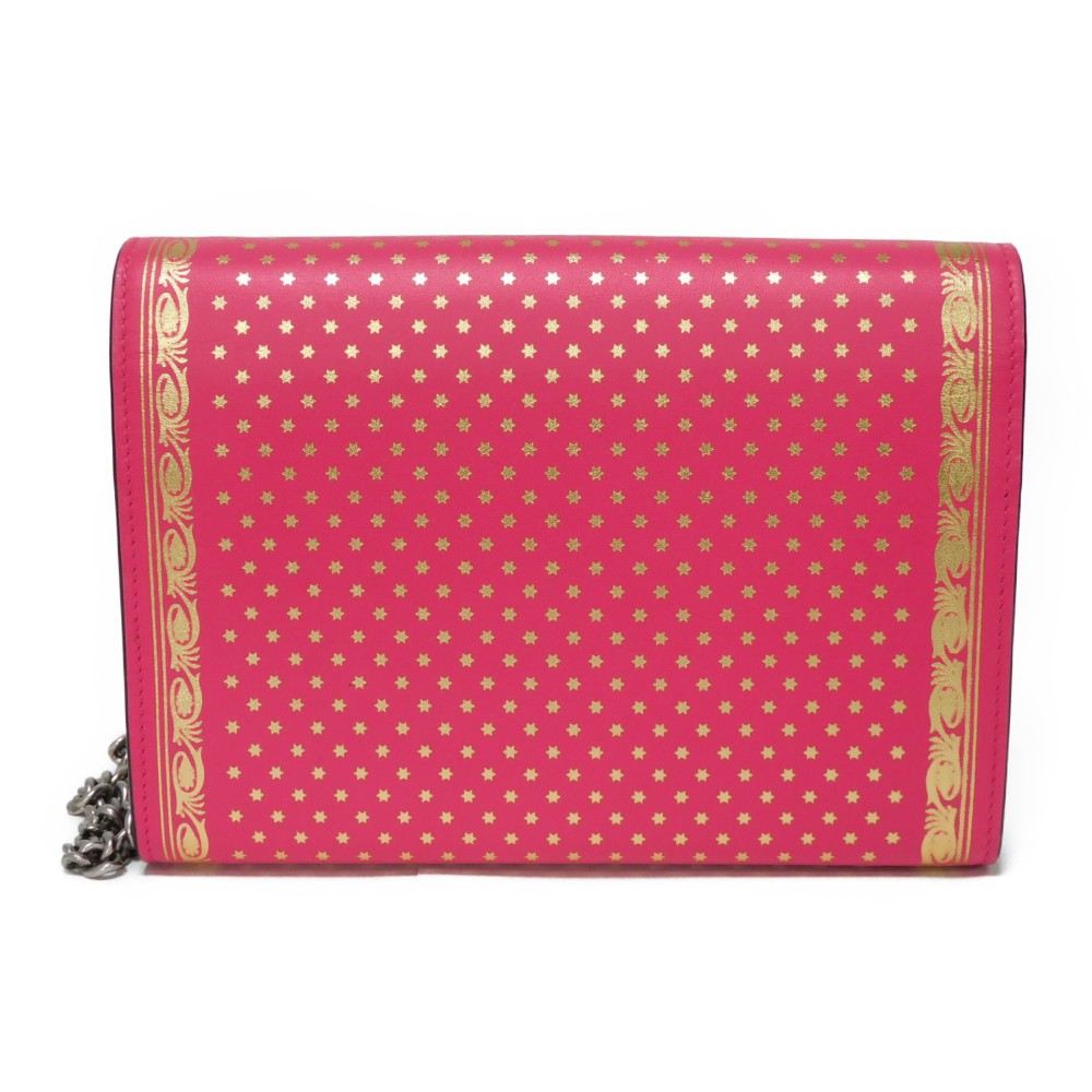 GUCCI Shoulder Bag 524967 Smooth Calfskin Leather pink SEGA Sega logo GUCCY Print Chain Wallet Bag