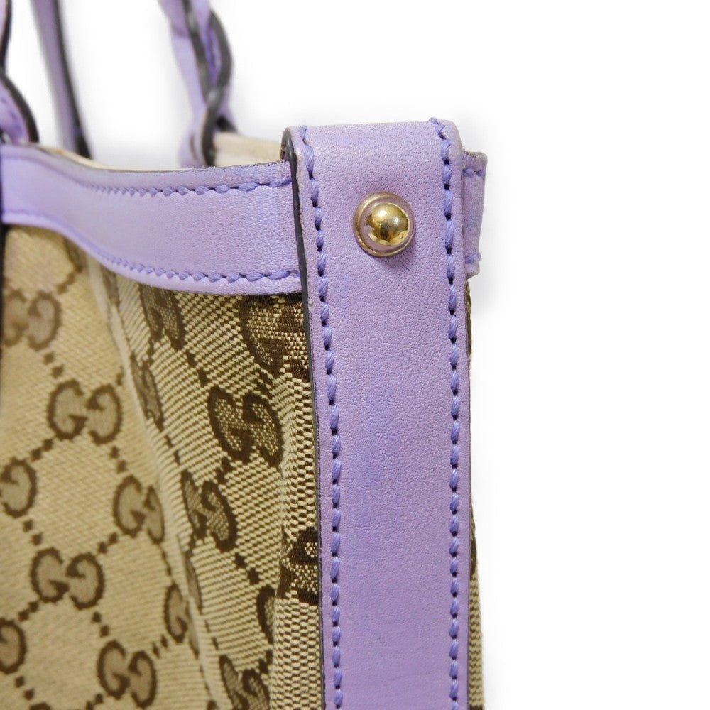 GUCCI Tote Bag 247209 GG canvas x calf leather Pastel purple GG canvas Craft Tote