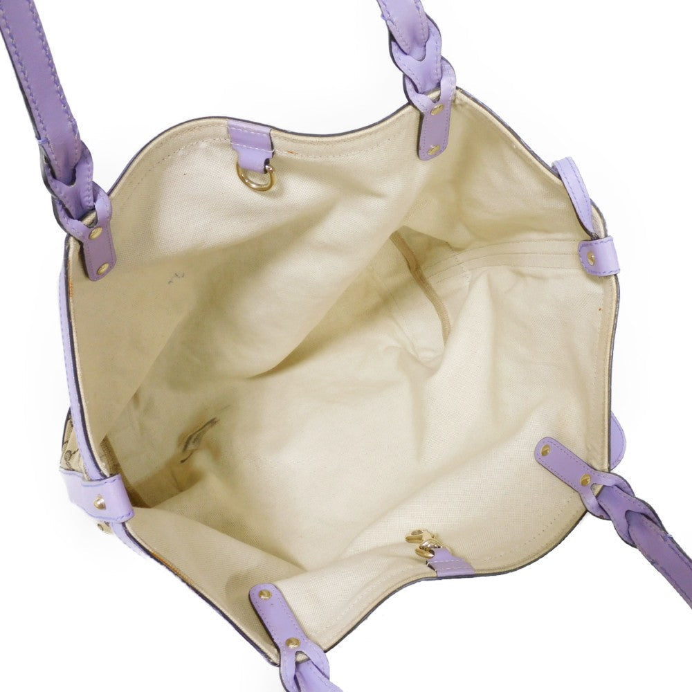 GUCCI Tote Bag 247209 GG canvas x calf leather Pastel purple GG canvas Craft Tote