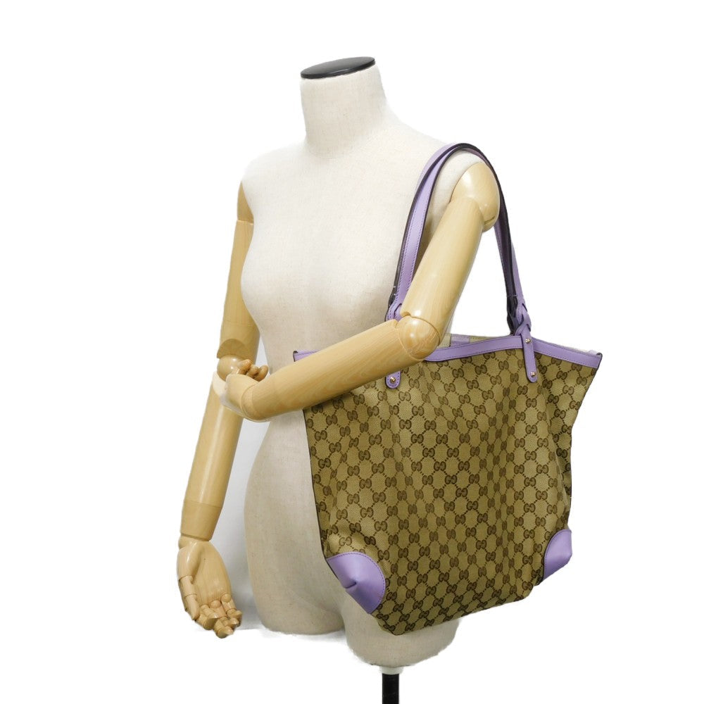GUCCI Tote Bag 247209 GG canvas x calf leather Pastel purple GG canvas Craft Tote