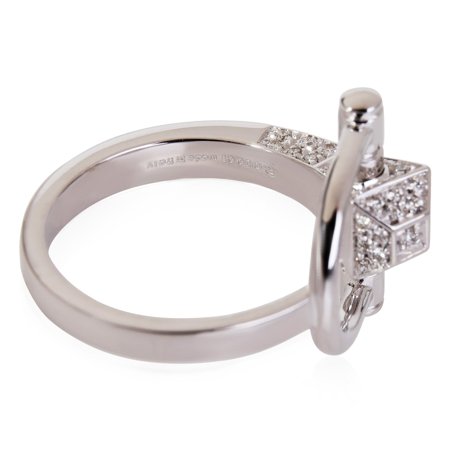 GUCCI Chiodo Horsebit Diamond Ring in 18k White Gold 0.40 CTW