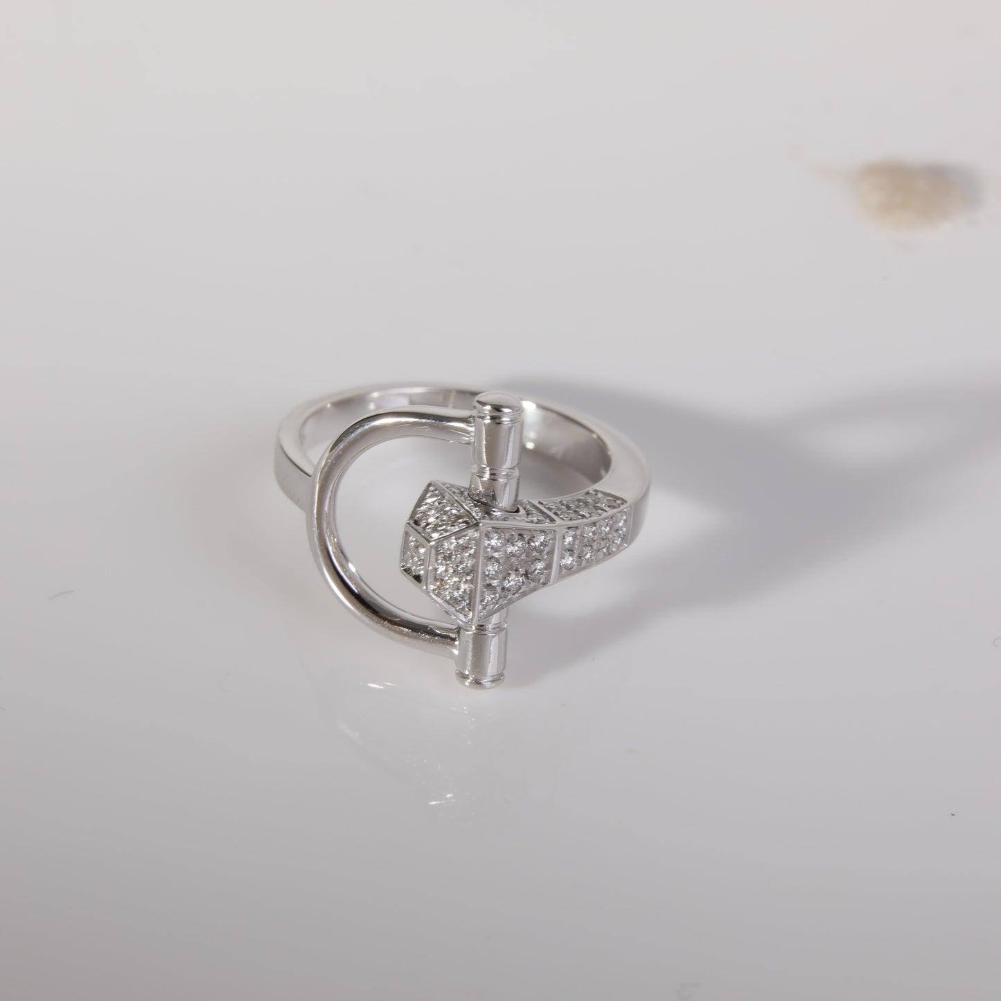 GUCCI Chiodo Horsebit Diamond Ring in 18k White Gold 0.40 CTW