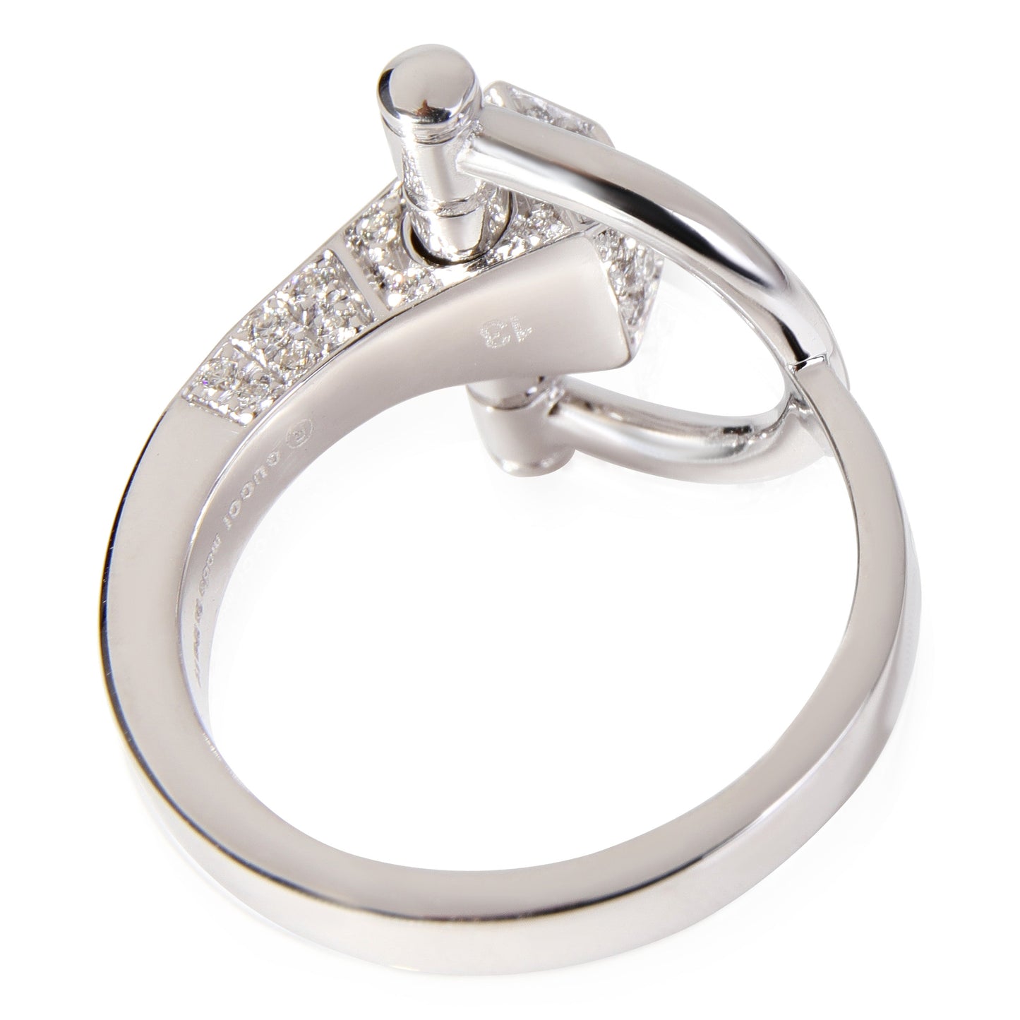 GUCCI Chiodo Horsebit Diamond Ring in 18k White Gold 0.40 CTW