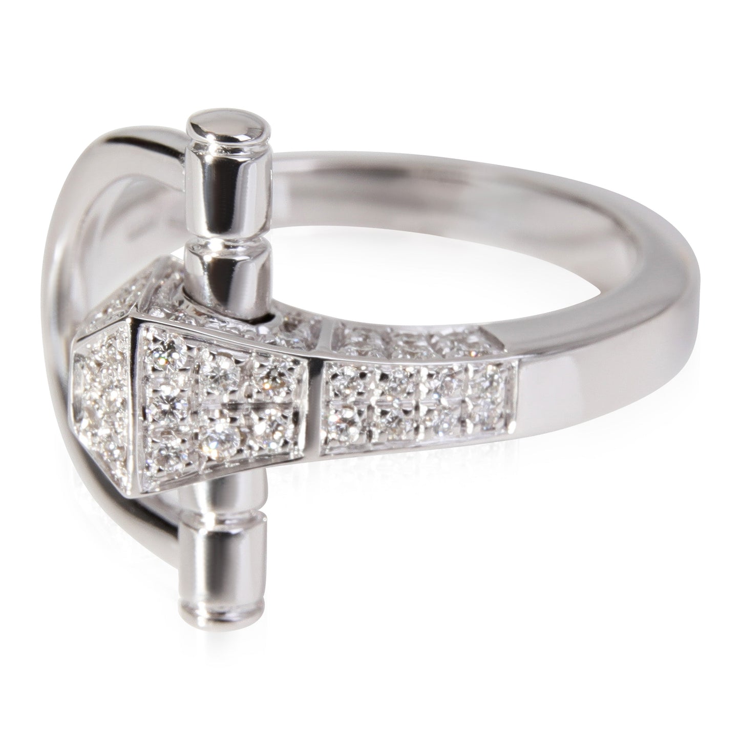 GUCCI Chiodo Horsebit Diamond Ring in 18k White Gold 0.40 CTW