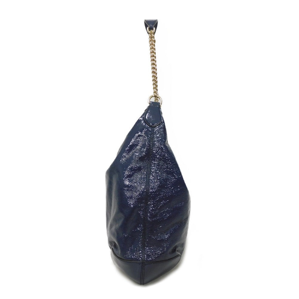 GUCCI Shoulder Bag 326706 Patent leather Navy Interlocking G Soho Chain Bag