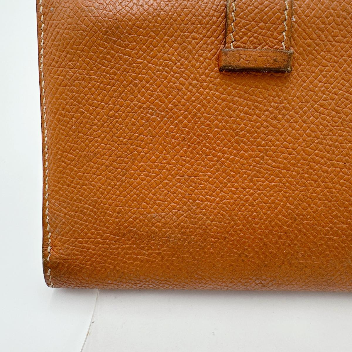 HERMES Bifold Wallet Epsom Brown SVMetal BEAN Compact