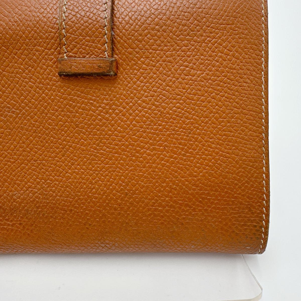 HERMES Bifold Wallet Epsom Brown SVMetal BEAN Compact