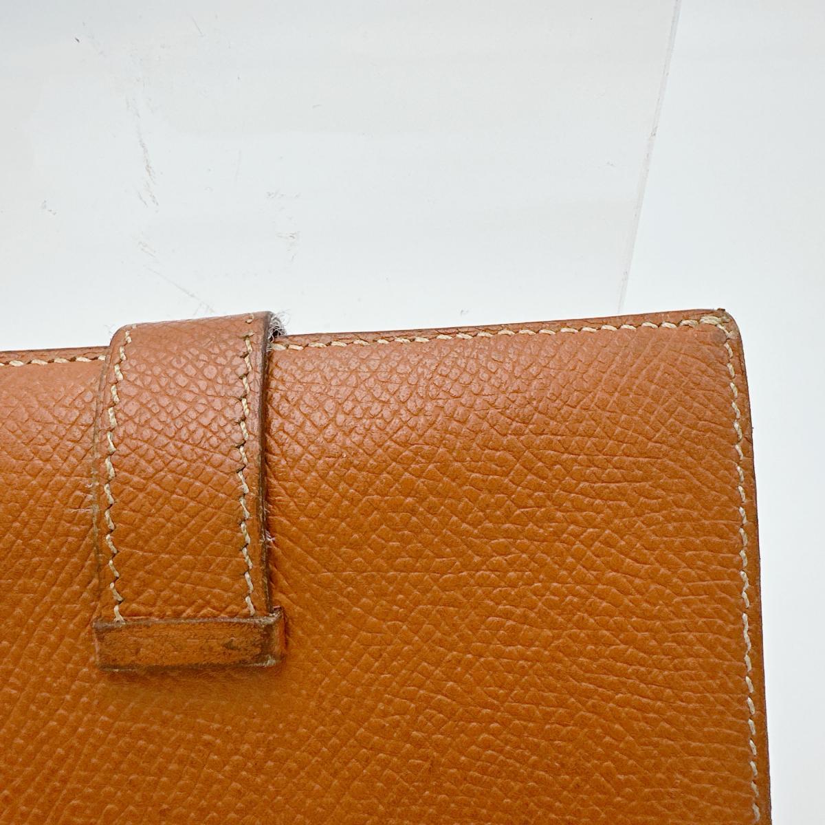 HERMES Bifold Wallet Epsom Brown SVMetal BEAN Compact