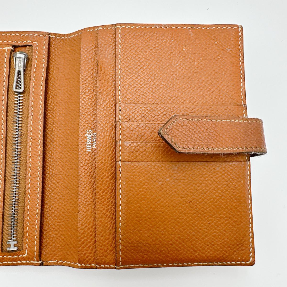 HERMES Bifold Wallet Epsom Brown SVMetal BEAN Compact