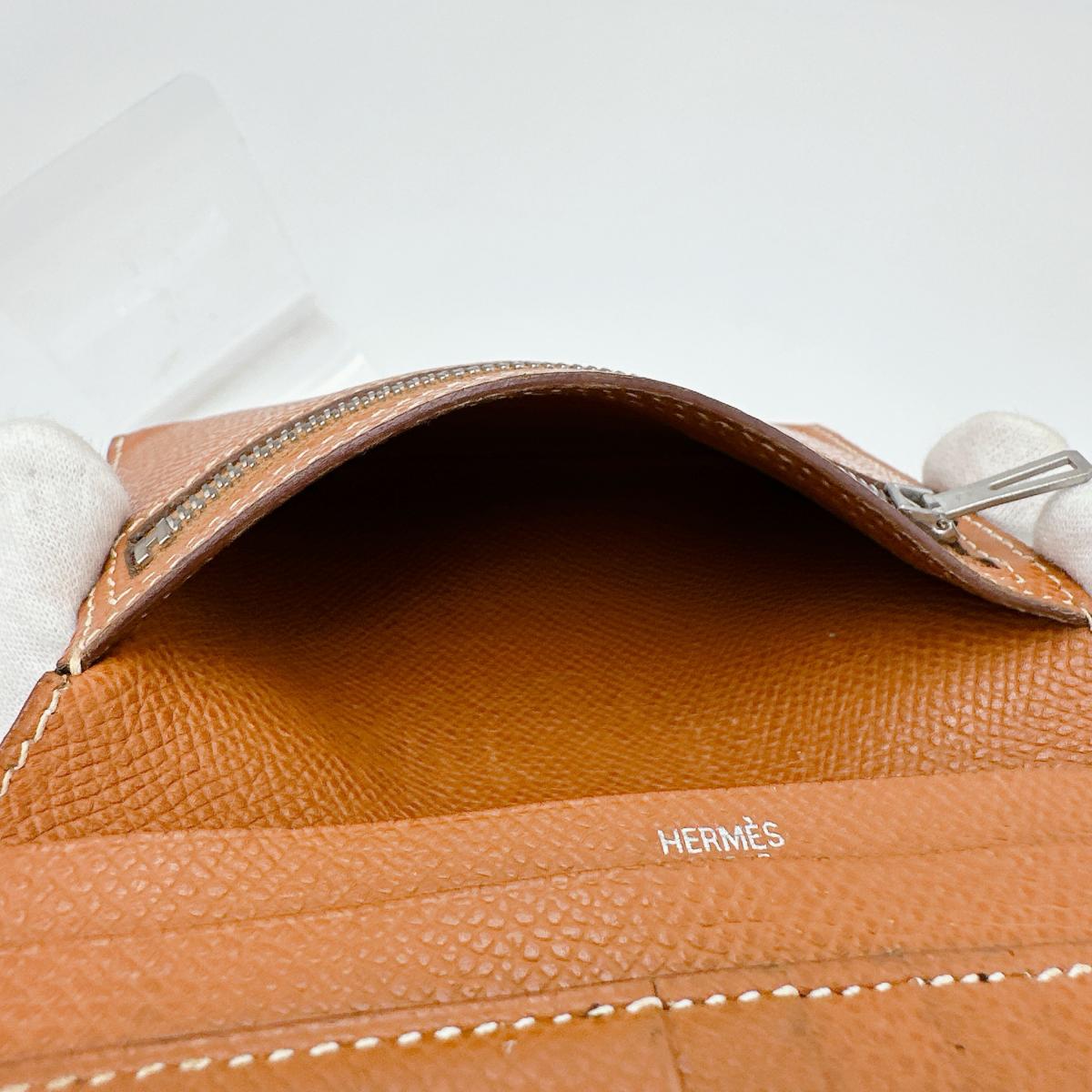 HERMES Bifold Wallet Epsom Brown SVMetal BEAN Compact