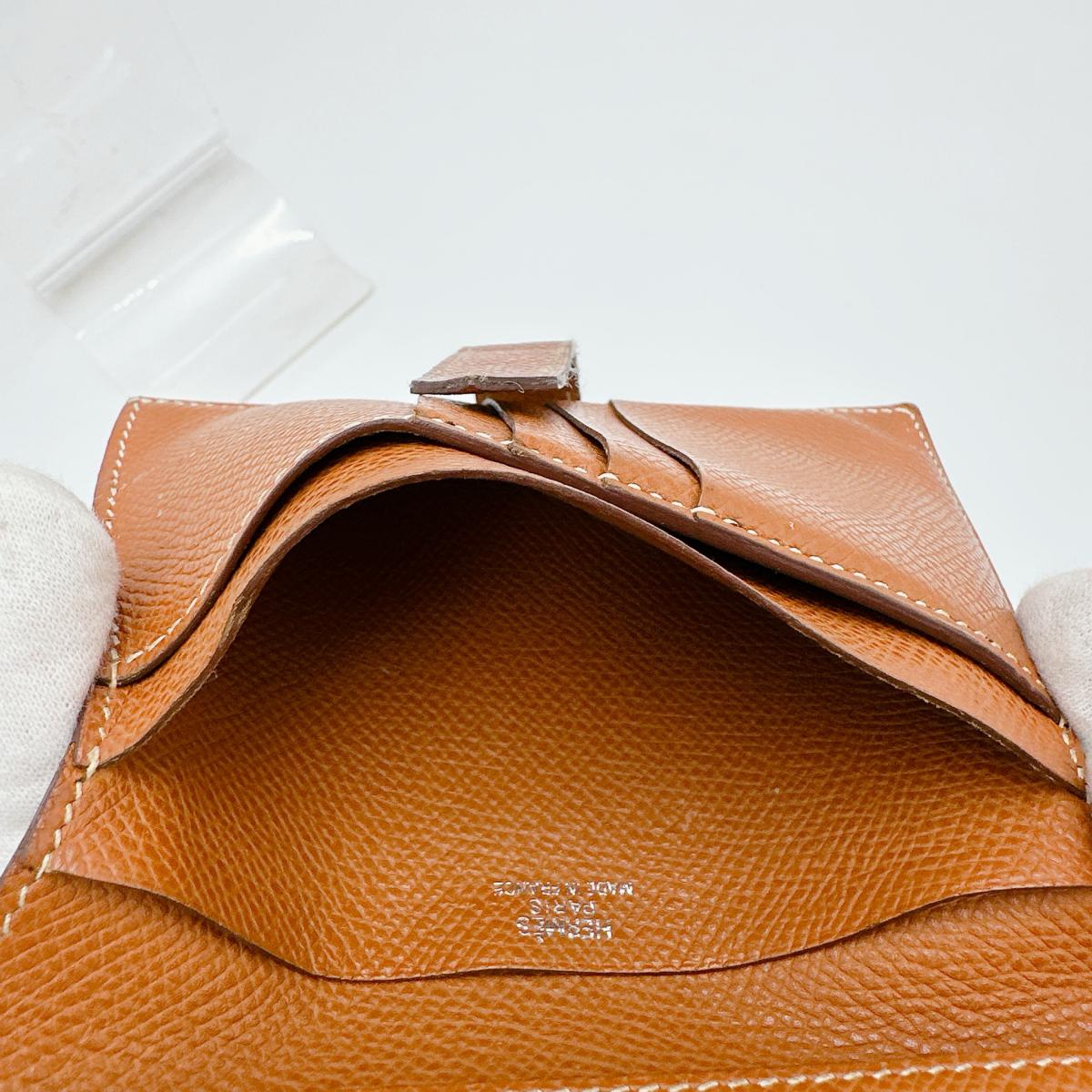 HERMES Bifold Wallet Epsom Brown SVMetal BEAN Compact
